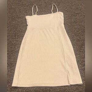 EUC! Women's Forever 21 M Cream Ribbed Knit Dress spaghetti strap casual sexy